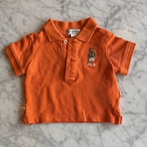 Ralph Lauren Orange Short-Sleeve Polo with Embroidered Bear